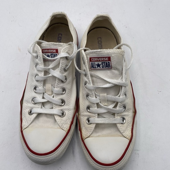 Converse Chuck Taylor All Star Low Top Shoes Womens Size 9 White Canvas Cleaned - Picture 3 of 14